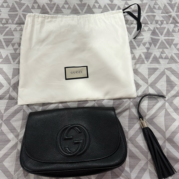 GUCCI SOHO LONG FLAP BLACK CROSSBODY/CLUTCH - Picture 1 of 4